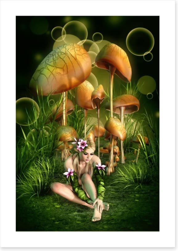 Under the mushrooms