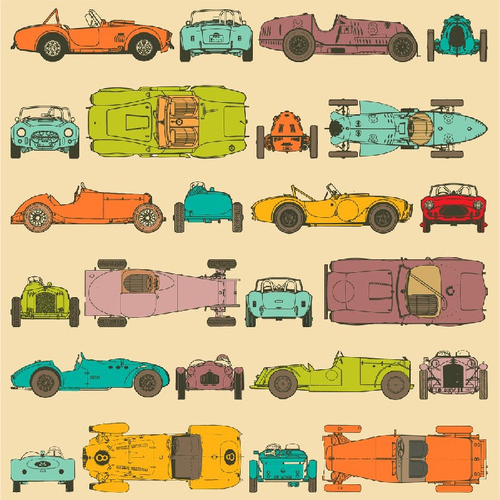 Retro racing cars