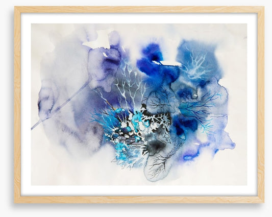 Ink blot abstract in blue