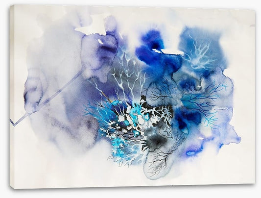 Ink blot abstract in blue