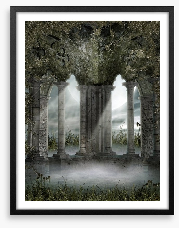 Moon behind the arches