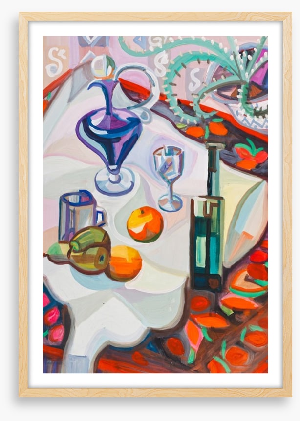 Still life with violet decanter