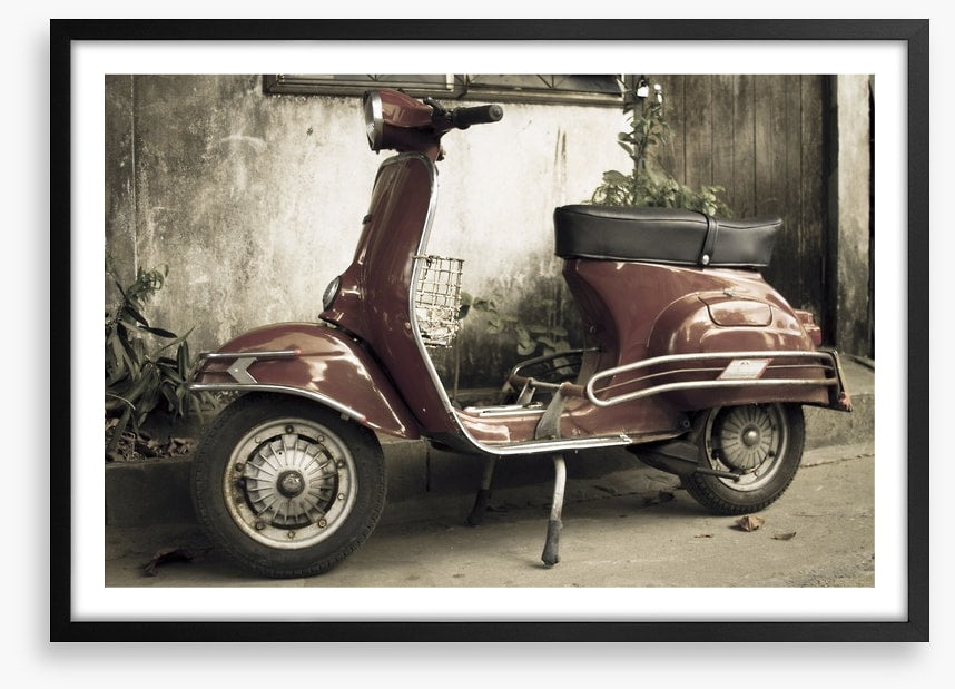 Retro red moped