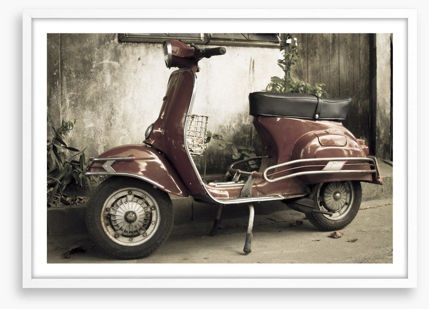 Retro red moped