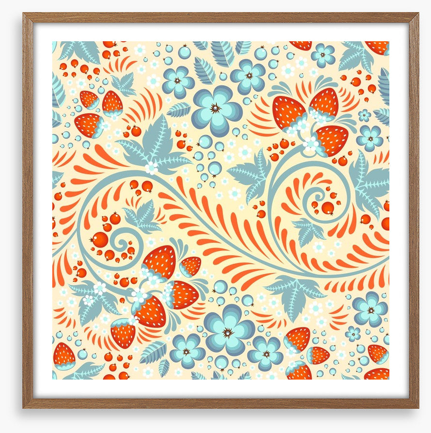 Strawberries and leaves