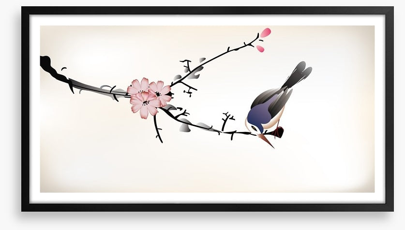 Pink blossom bird