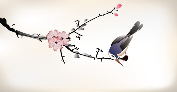 Pink blossom bird