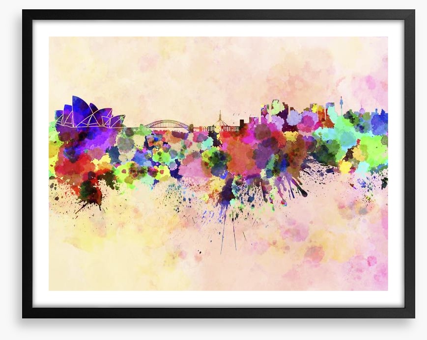 Sydney skyline watercolour