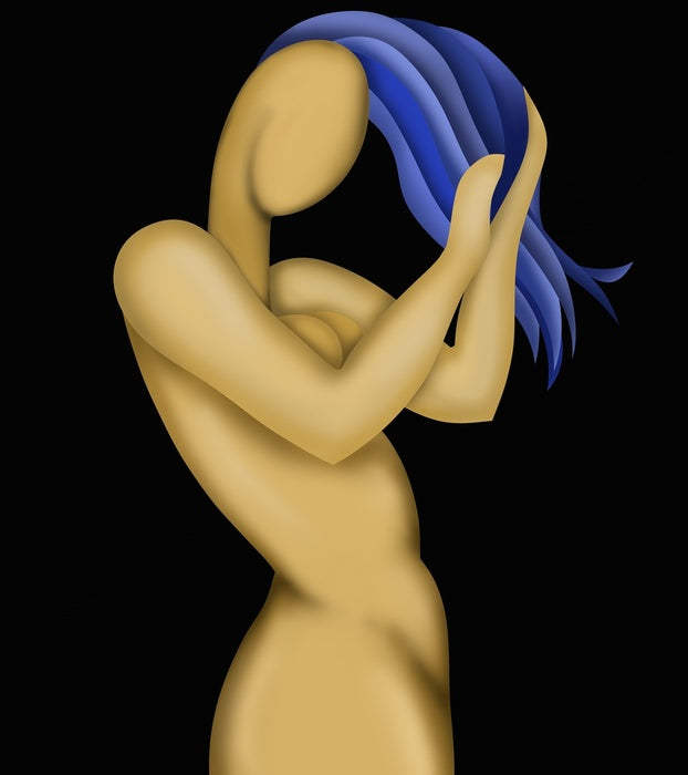 Blue hair bare
