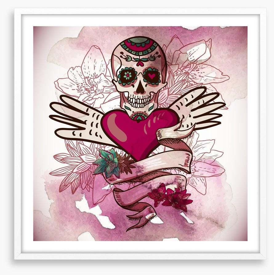 Sugar skull with flowers
