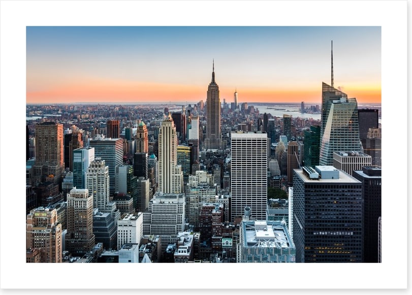 New York skyline at sunset