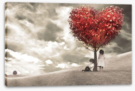 Children under love-heart tree