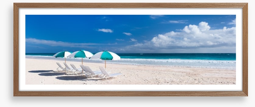 Beach and umbrellas panorama