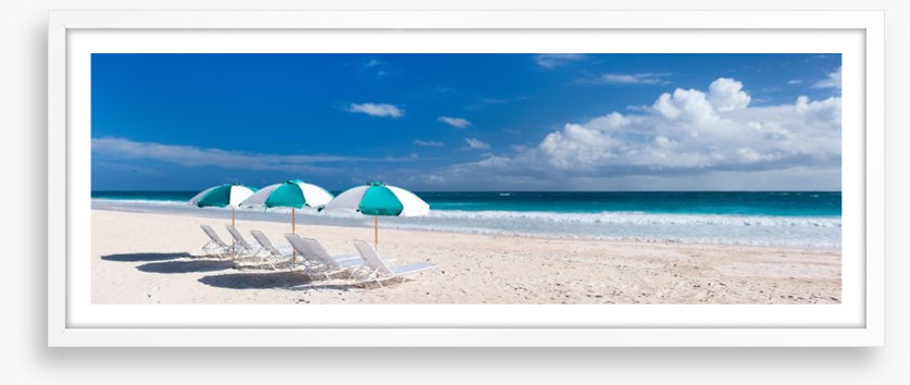 Beach and umbrellas panorama