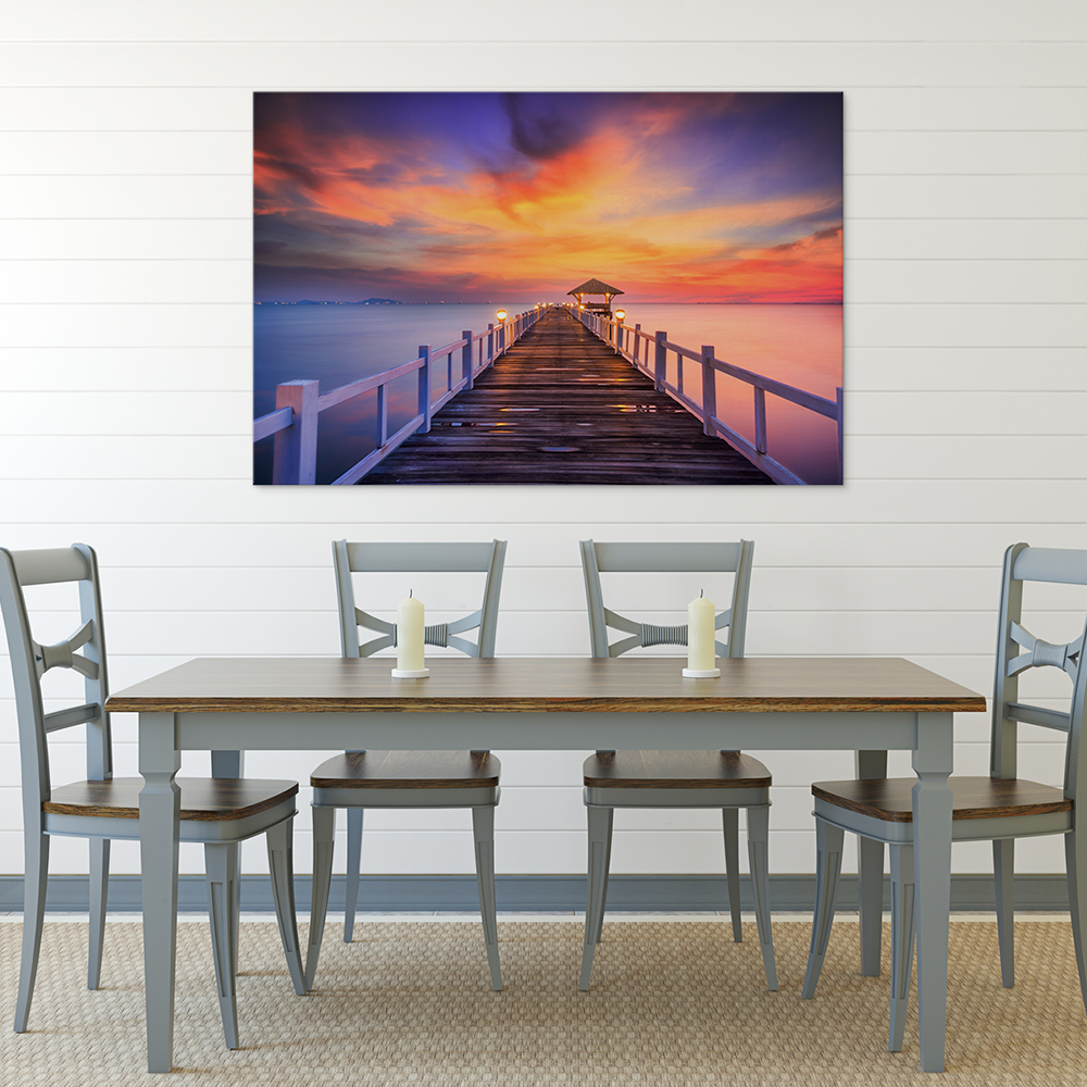 Fiery sunset across the pier