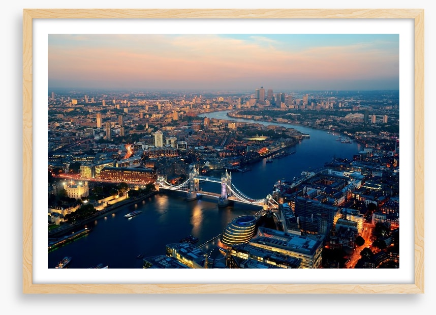 London dusk aerial