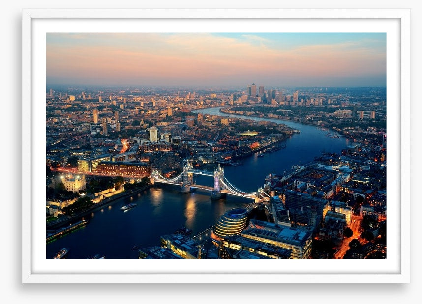London dusk aerial