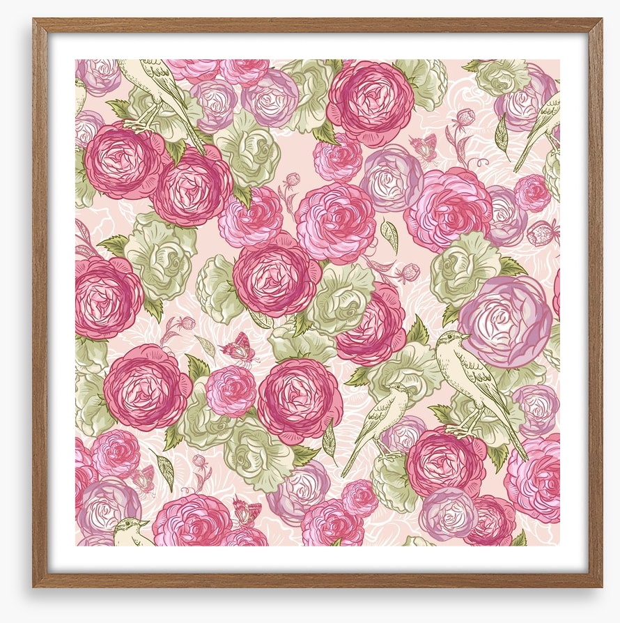 Vintages roses and birds