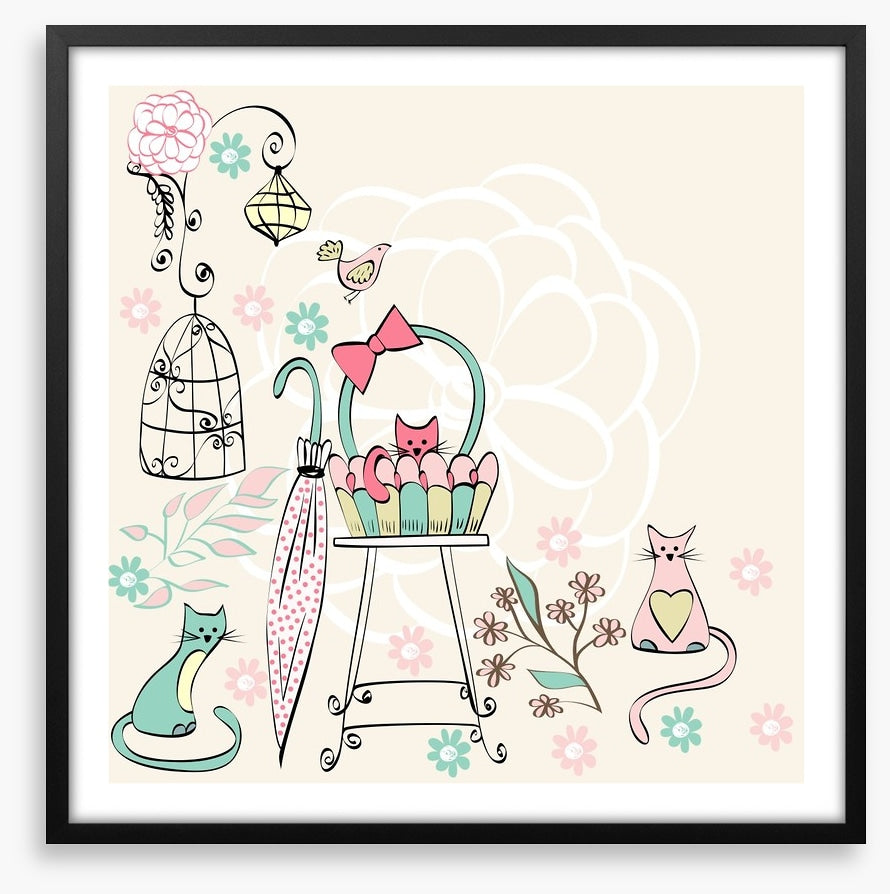 Kittens and flowers