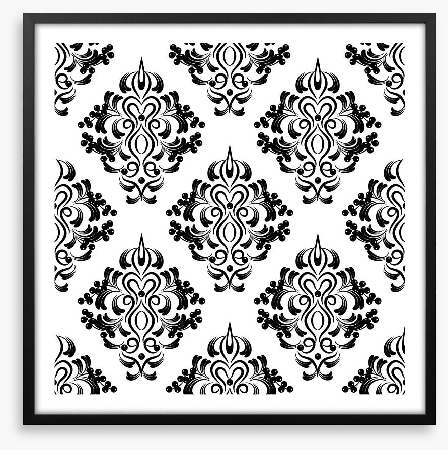 Black and white damask