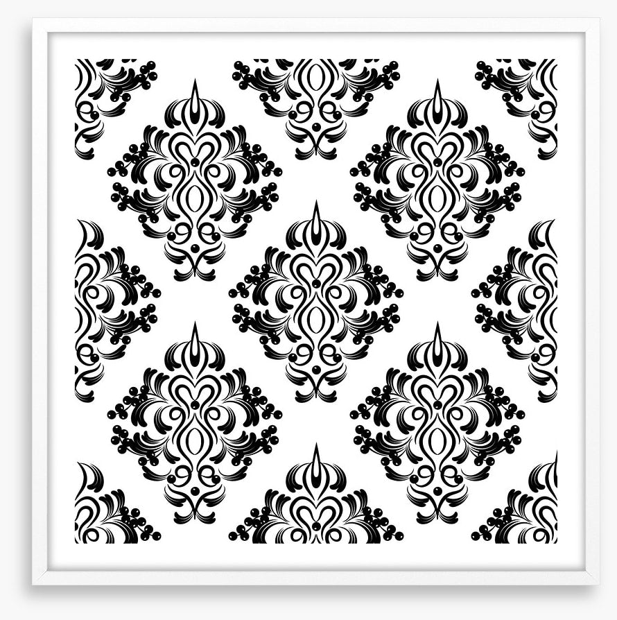Black and white damask
