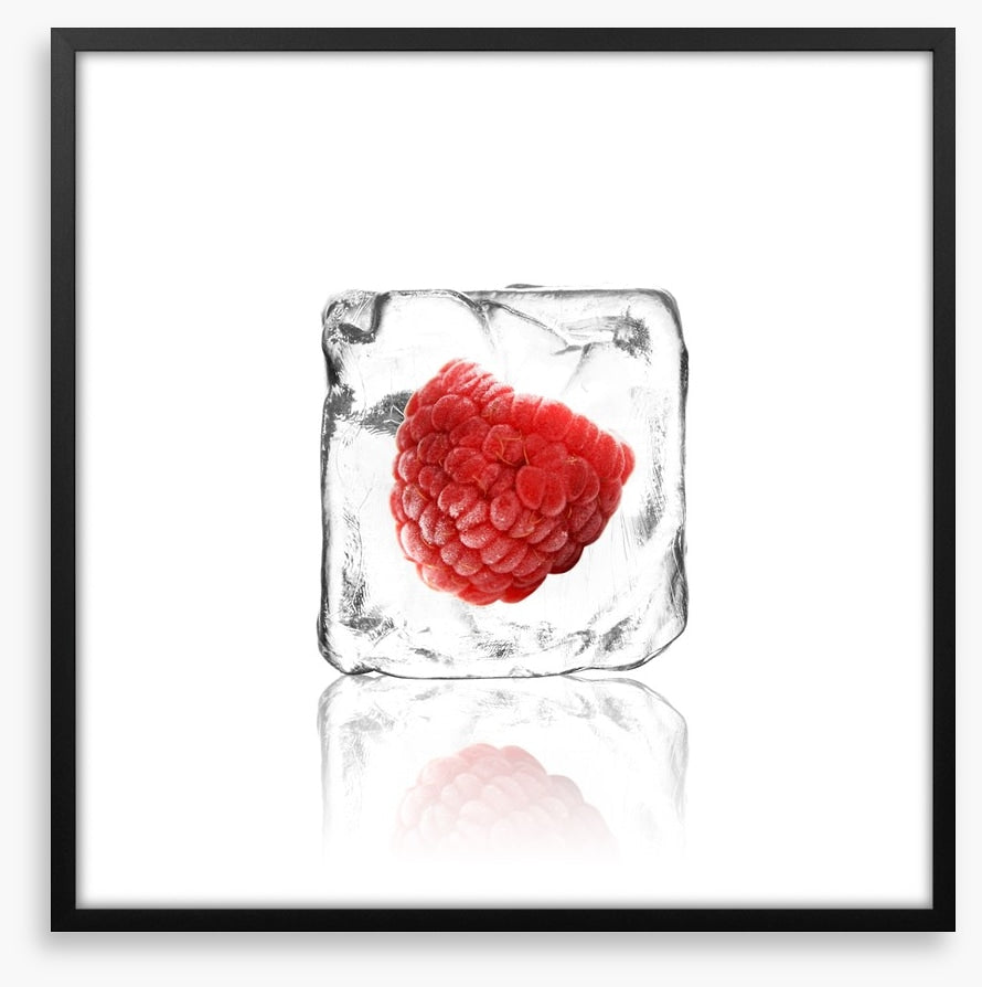 Raspberry in ice