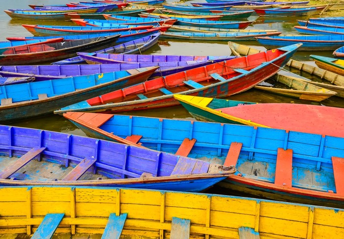 Colourful rowing boats