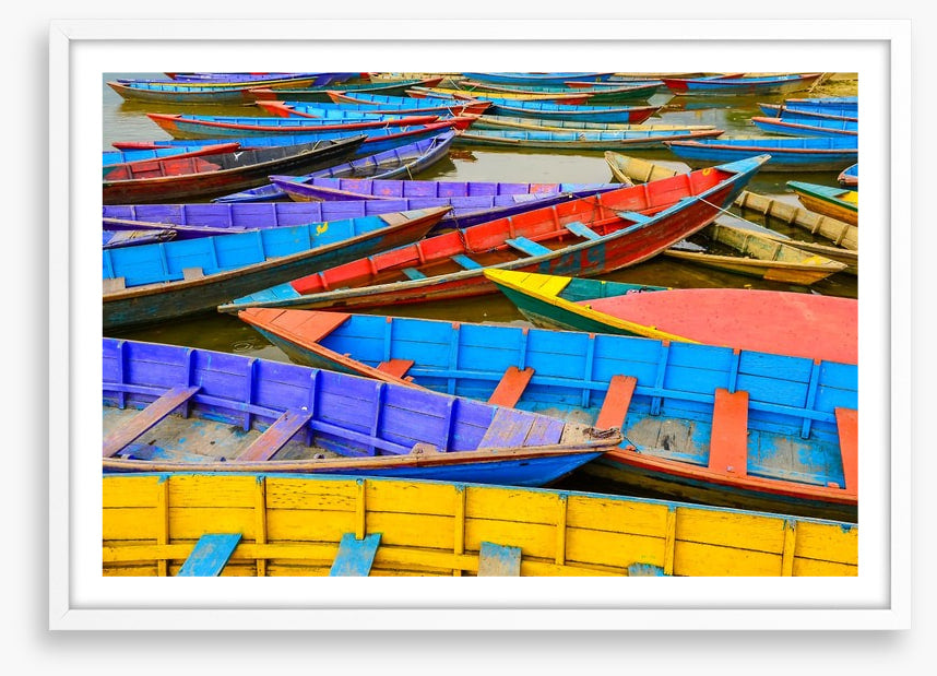Colourful rowing boats