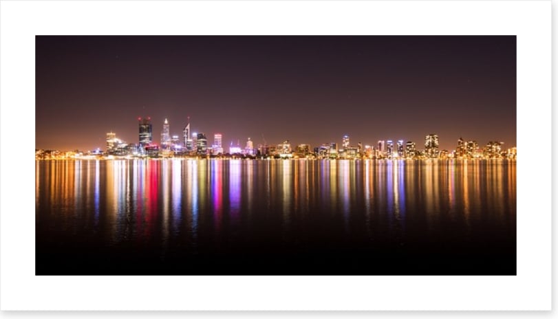 Perth night skyline panorama