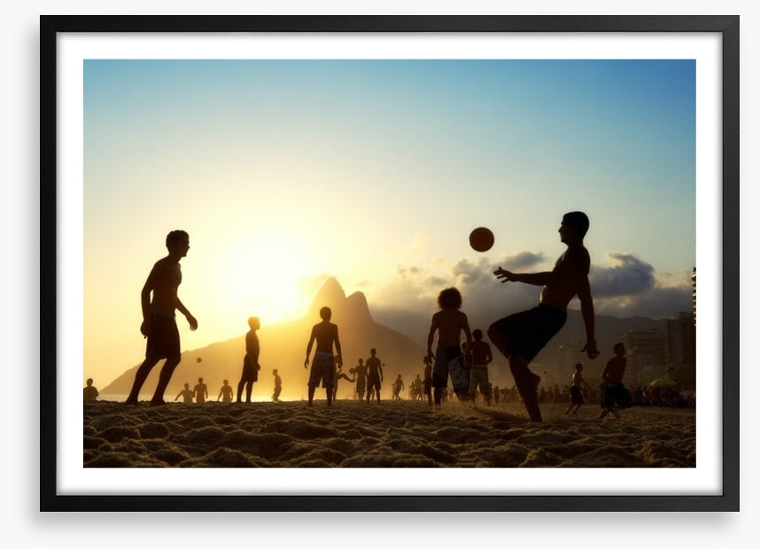 Beach football at sunset, Brazil