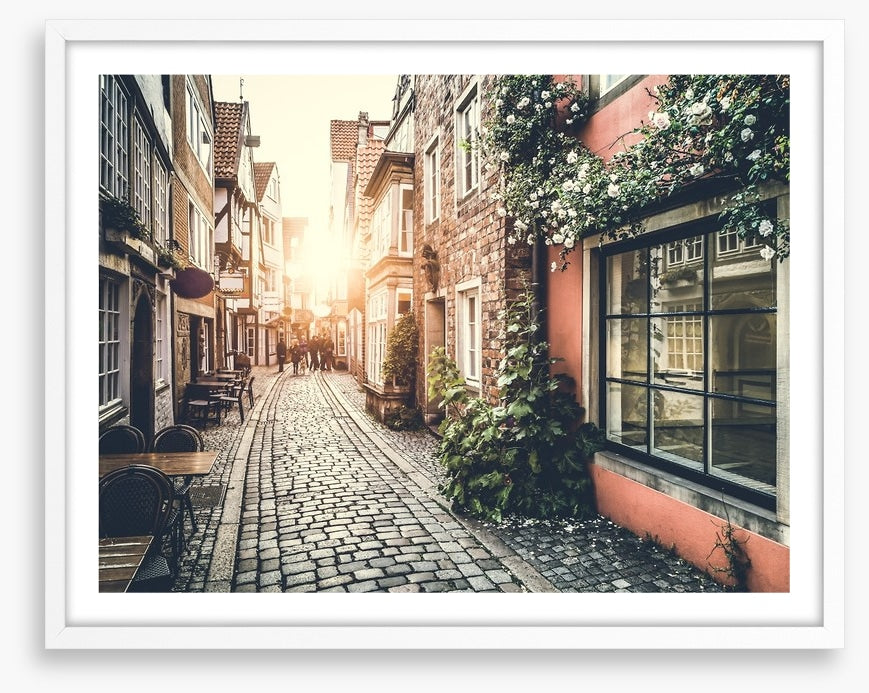 Vintage alley sunset