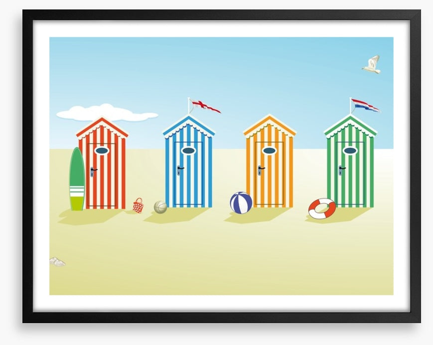 Colourful beach huts
