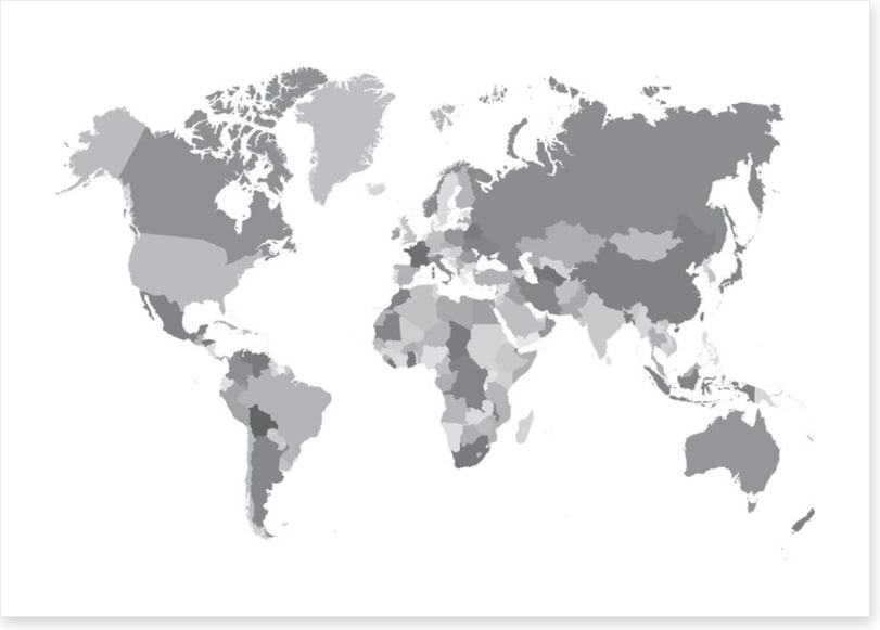 World map shades of grey