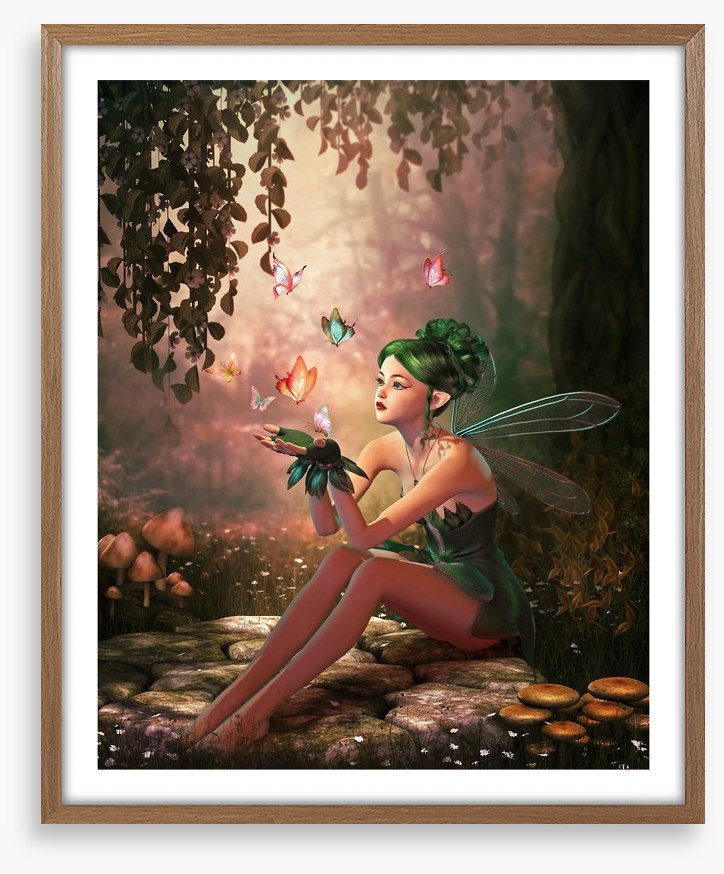 Forest nymph with butterflies