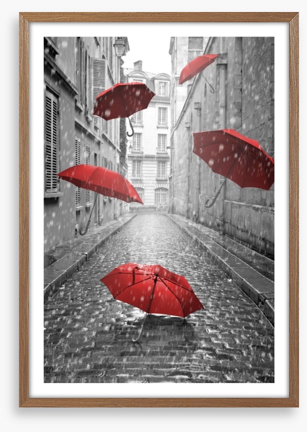 Red umbrellas