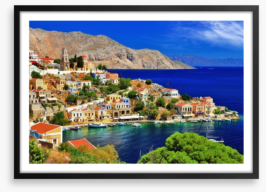 Blue waters of Symi island, Greece
