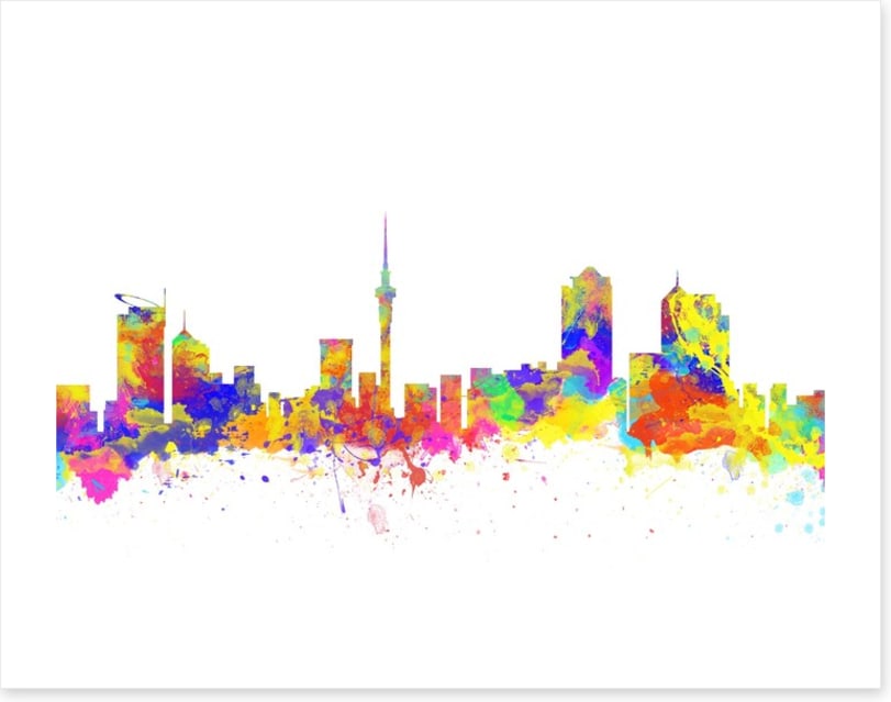 Auckland skyline watercolour