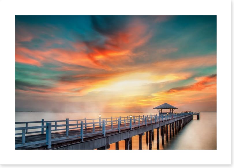 Dramatic pier sunset