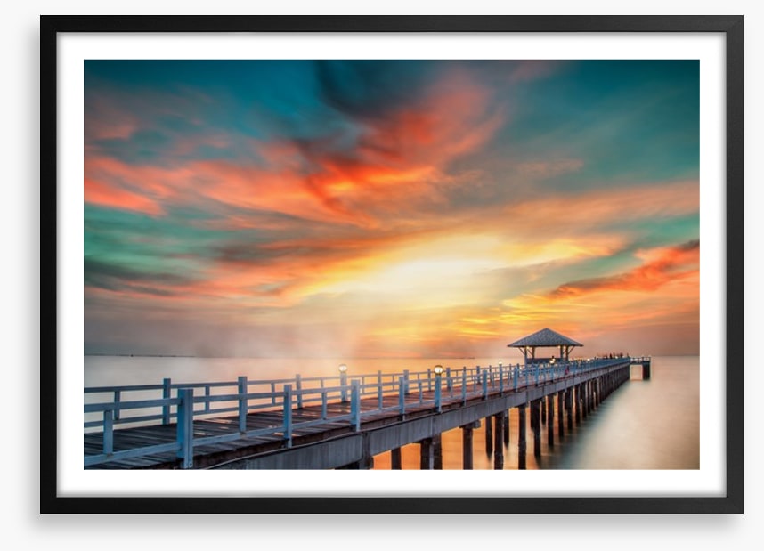 Dramatic pier sunset