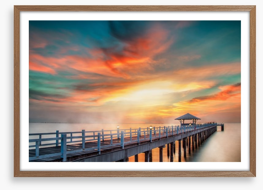Dramatic pier sunset