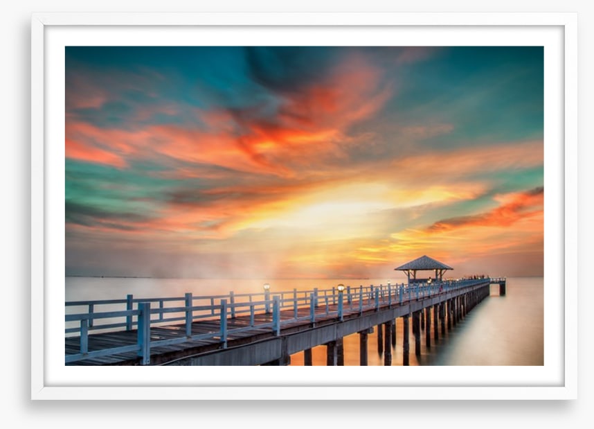 Dramatic pier sunset
