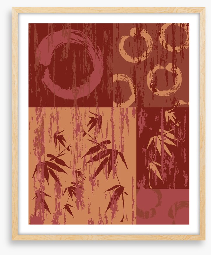 Zen circle and bamboo red