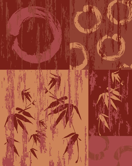 Zen circle and bamboo red