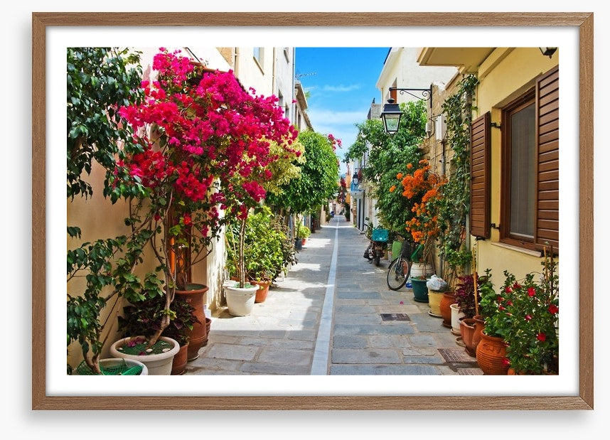 Narrow street in Rethymnon, Greece