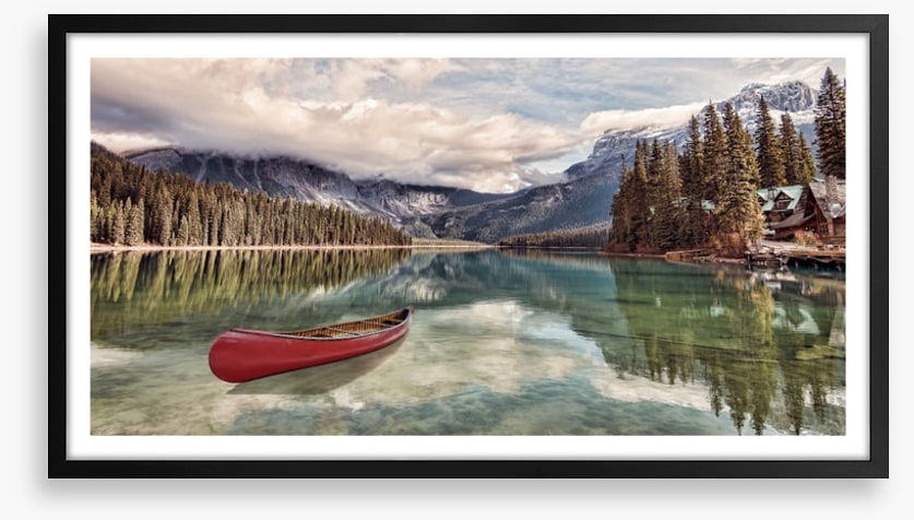 Red canoe reflections