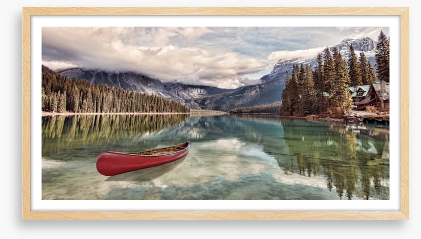 Red canoe reflections