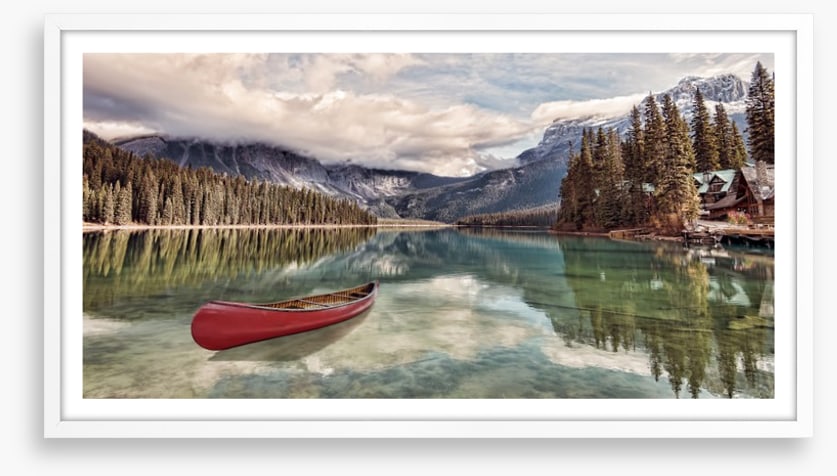 Red canoe reflections
