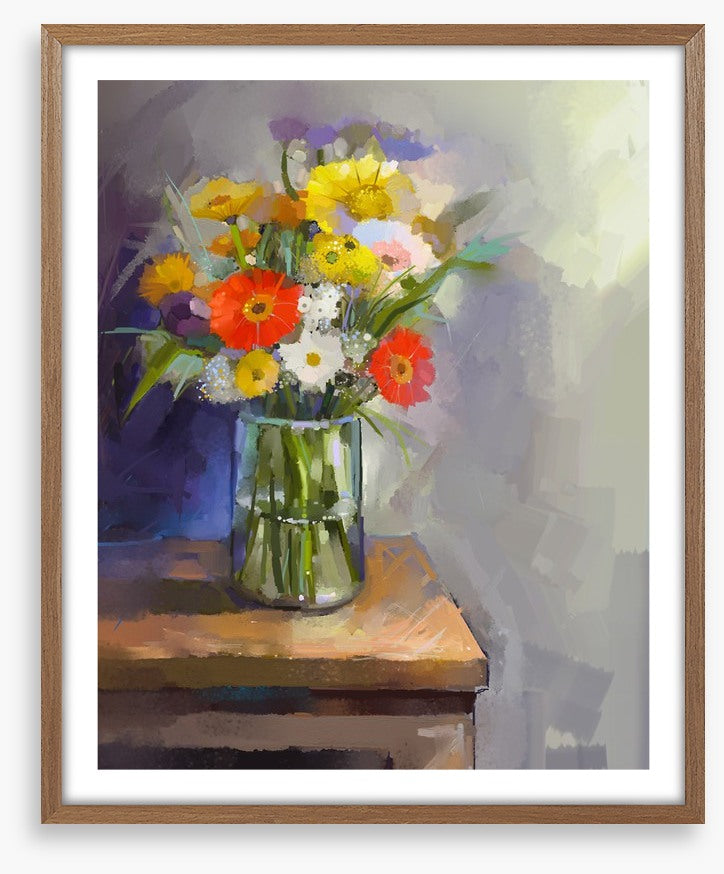 In the glass vase