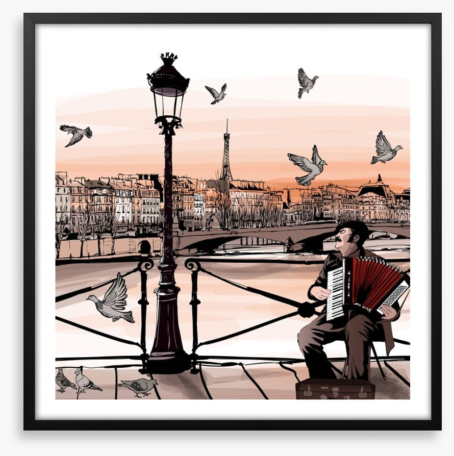 Accordionist playing in Paris