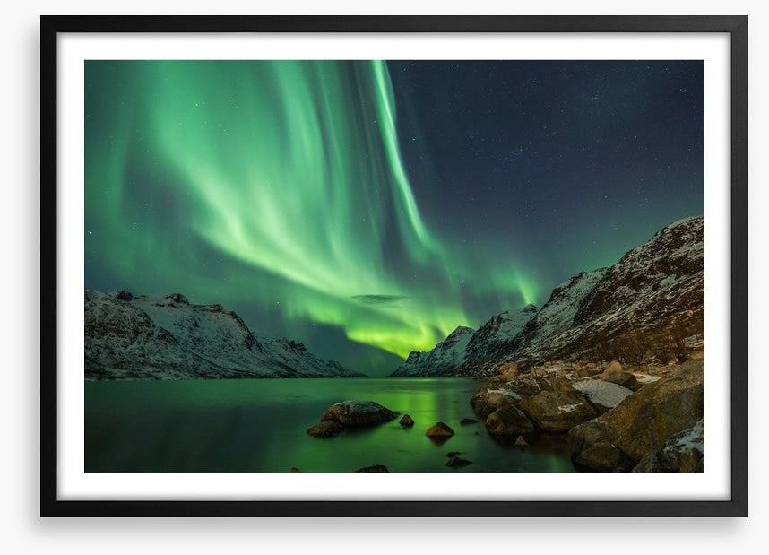 Aurora Borealis over the fjord